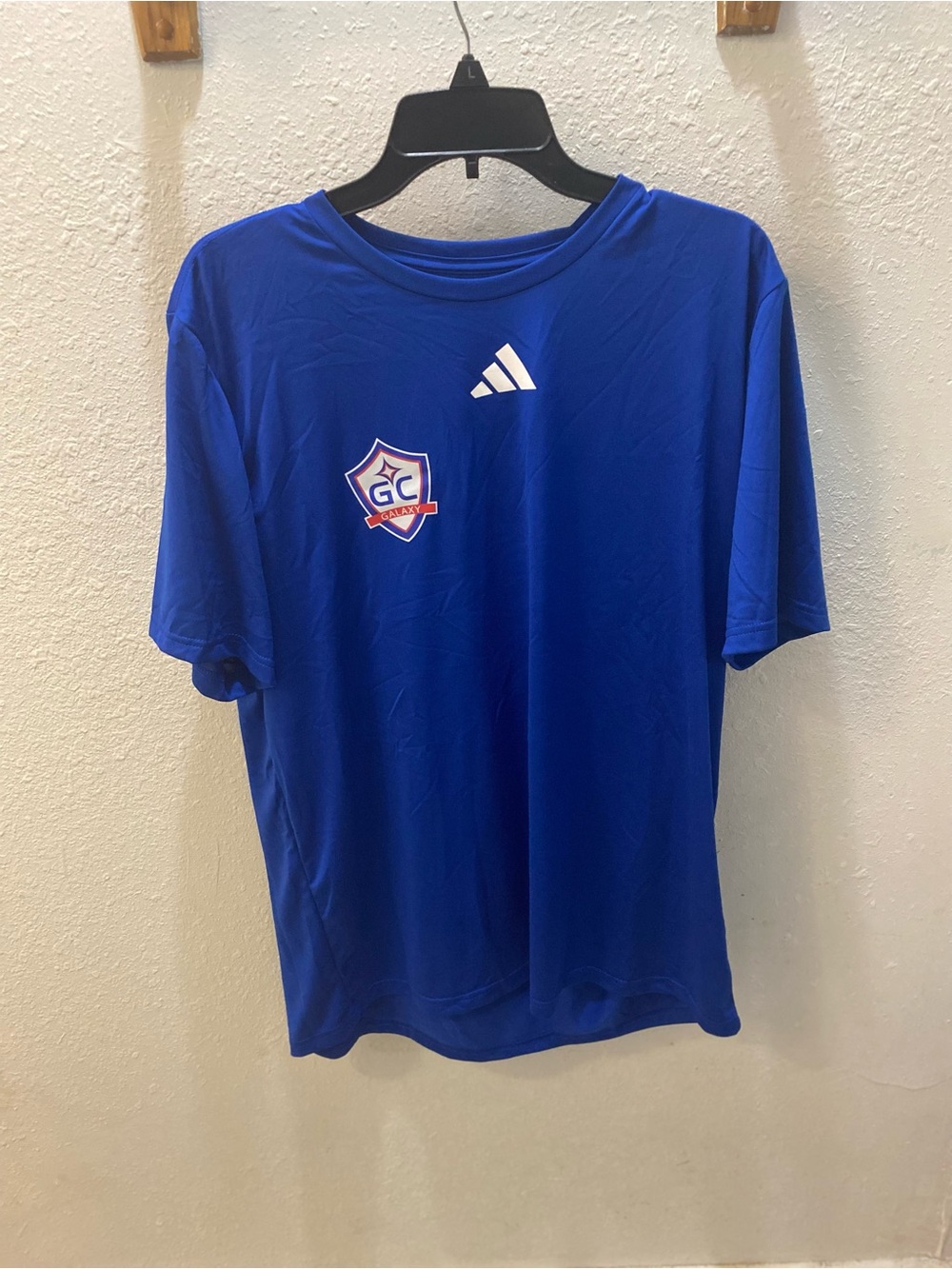 adidas Royal Blue Short-Sleeve Soccer Tee with Chest Emblem